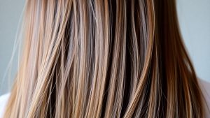 Păr sănătos și strălucitor, cu reflexii aurii.